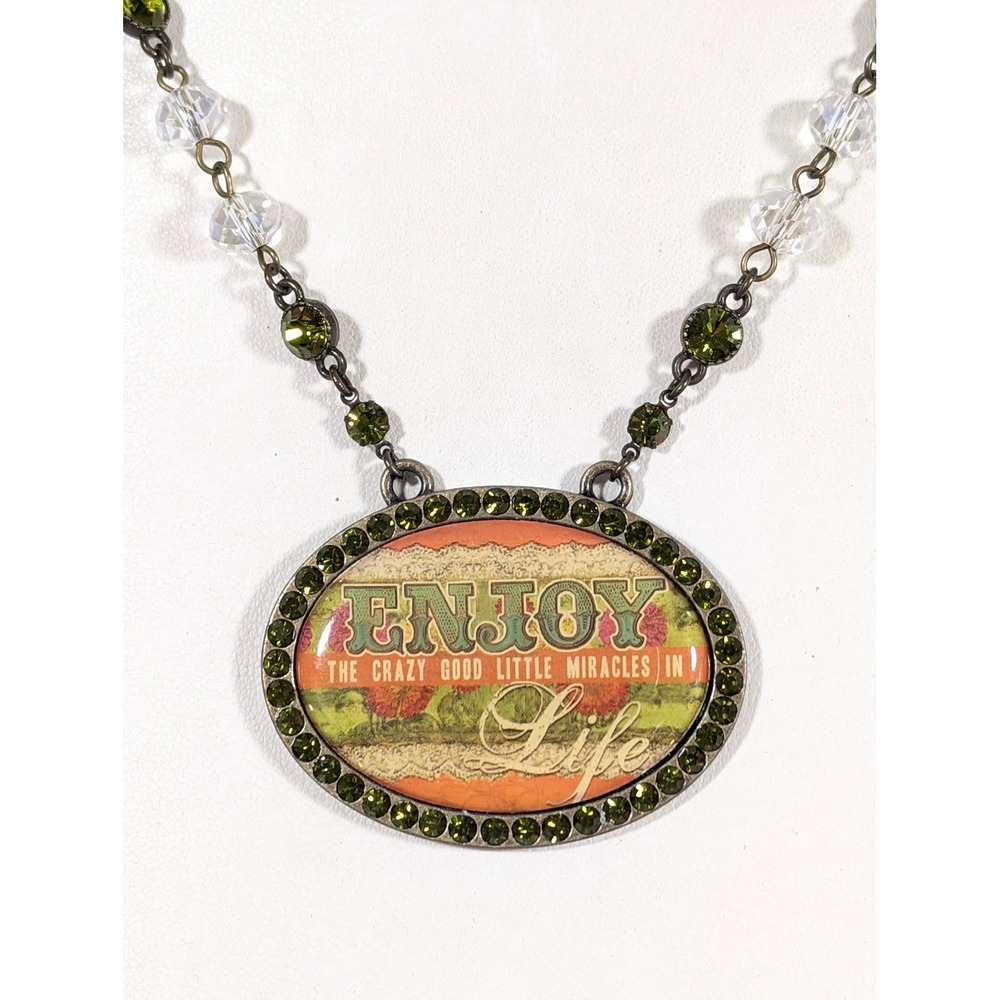 Vintage Style Inspirational Necklace "Enjoy the Crazy Good Little Miracles" 23"